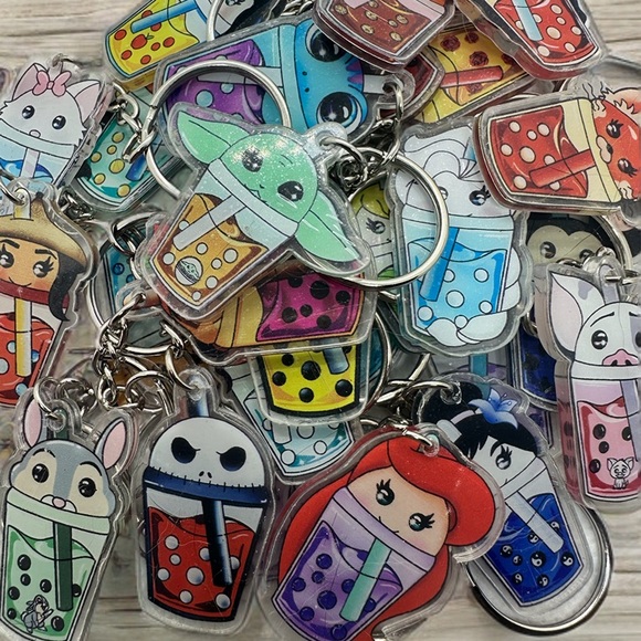 Cartoon Boba Tea Keychains - Picture 1 of 8